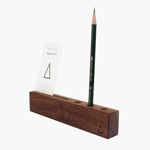 零选实木笔座办公桌面复古摆件