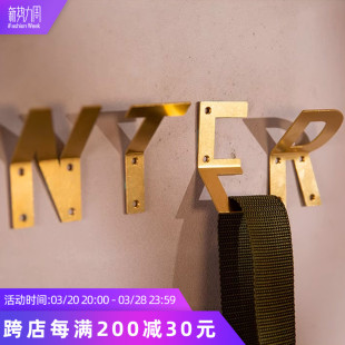 limiteria墙面字母挂钩黄铜装 零选 饰挂钩北欧简约衣帽挂衣架