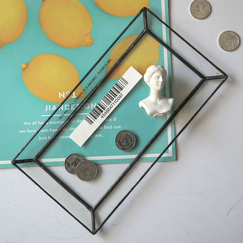 新品日本PUEBCO极简玻璃托盘桌面整理零食饰品收纳置物盘摆件家用