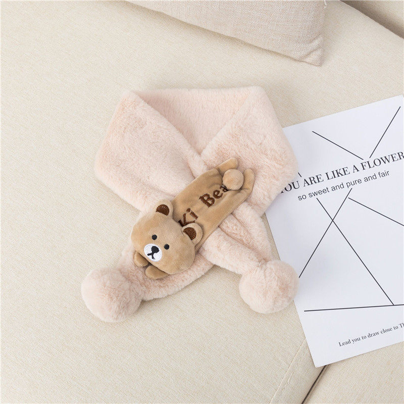 婴儿可爱围巾毛绒小围脖秋冬季加绒保暖男脖套女宝宝0-1一幼儿岁