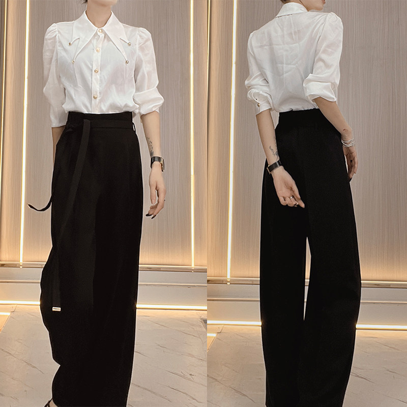 黑色高腰西装裤女阔腿裤长裤宽松直筒显瘦春夏款OL风裤子休闲裤,女装/女士精品,休闲裤,淘宝优惠券,粉丝福利购,淘宝优惠卷