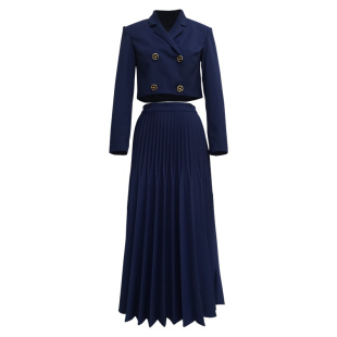 宝蓝色上衣伞裙子两件套西服 女幸福出手可及周放同款 西装 套装