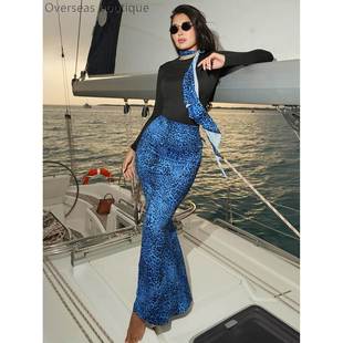 French printed leopard print skirt法式印花修身豹纹半身裙女