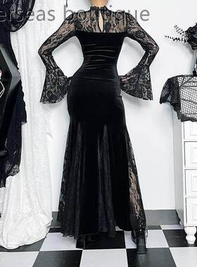 Lace fishtail long sleeved dress万圣节长裙蕾丝鱼尾长袖连衣裙