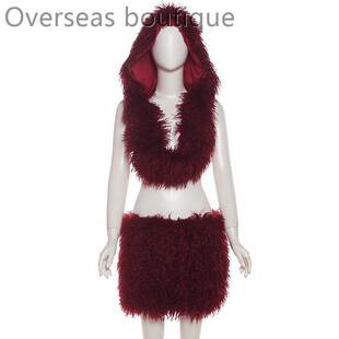 hip set露背连帽上衣显瘦短裙套装 hugging skirt short Backless