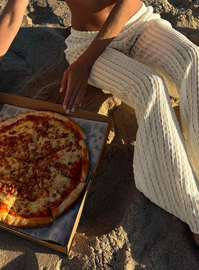 Loose straight leg casual pants海边镂空低腰宽松直筒休闲裤女