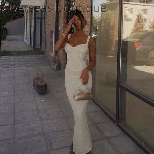 露背束腰修身连衣裙女晚礼服长裙