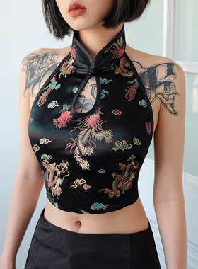 24 sexy sleeveless top Chinese style small vest female小背心