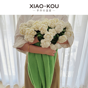 成品茉莉花花束毯田园花毯手工编织栀子花毯玫瑰花束毯子毛毯