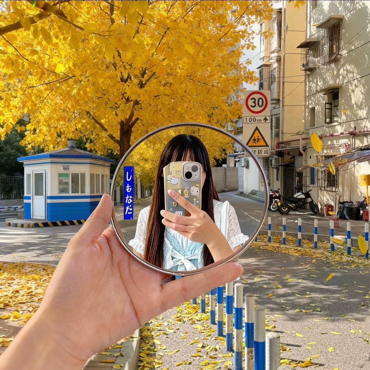 清广角镜凸面镜拍摄出片道具便携式补妆镜旅行拍照小圆镜超高Txz