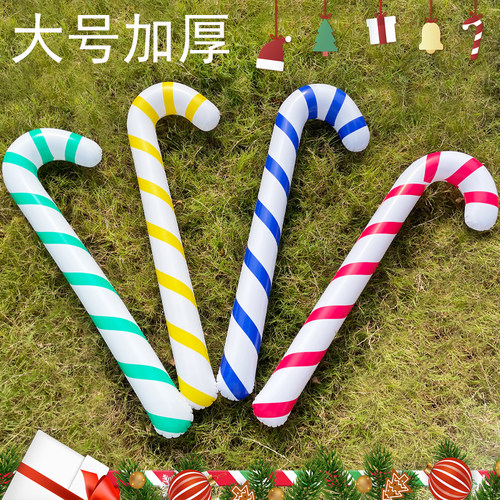 儿童圣诞充气老人拐杖装饰玩具