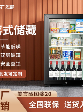 SAST先科冰吧冷藏柜家用小型冰箱茶叶饮料展示柜客厅办公室保鲜柜