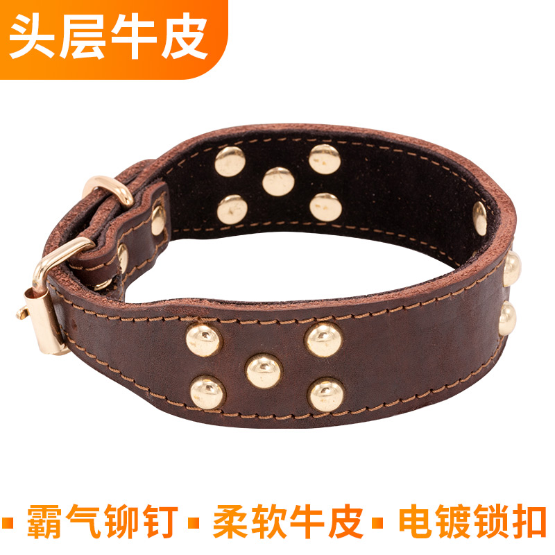 牛皮狗狗项圈细脖子灵缇加宽真皮