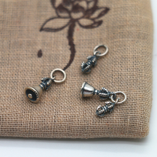 925纯银小挂坠文玩DIY配件配饰侧挂小吊坠金刚铃金刚杵文玩配饰