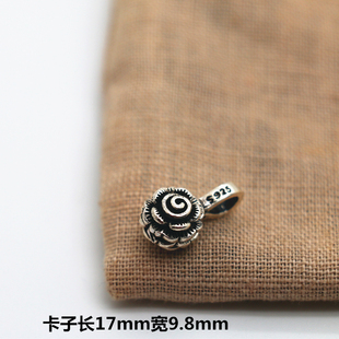 S925纯银玫瑰花卡子文玩佛珠手串个性diy配饰卡子手工编织菩提