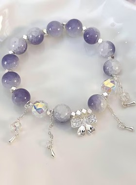 蝴蝶碎花天使小众彩色手串大小双拼爆花晶串珠手链手饰送闺蜜