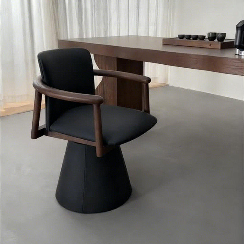 中古风旋转升降真皮坐垫餐椅