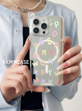 适用于苹果磁吸镜面手机壳iPhone16plus保护套华为Mate60Pro+硬壳Mate60新款三星GalaxyS23Plus全包防摔创意