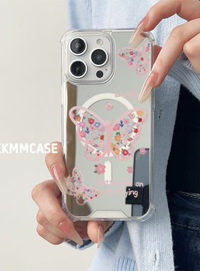 适用于苹果磁吸镜面手机壳iPhone14ProMax保护套16ProMax硬壳12新款16pro全包15防摔华为P60Pro+创意好看