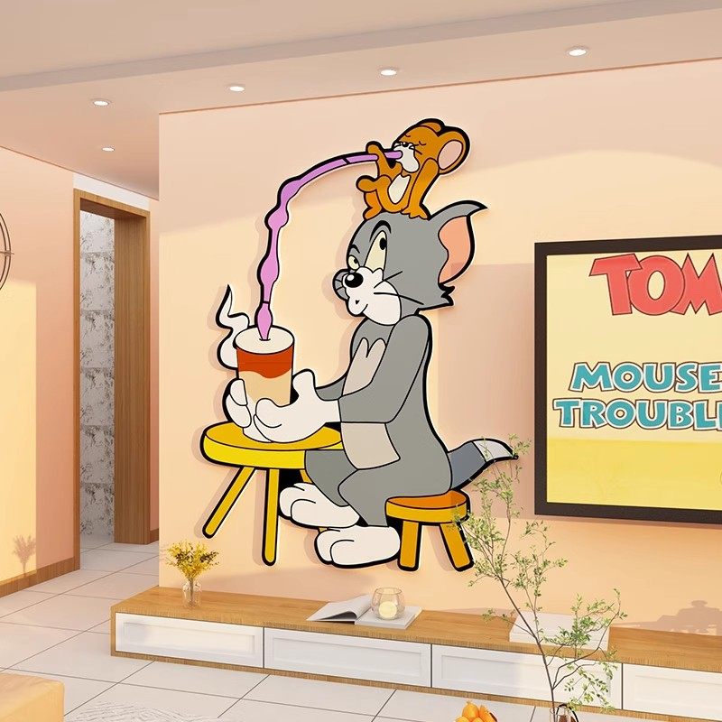 儿童卧室床头装饰画男孩房间布置背景墙壁面改造卡通猫和老鼠贴纸,家居饰品,软装墙贴,淘宝优惠券,粉丝福利购,淘宝优惠卷