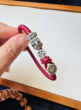 高光泰蜡秘鲁结金刚结925银招财纳福手工编织手绳男女可定制礼物