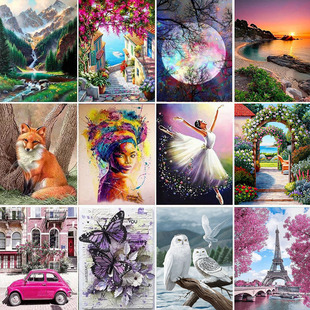 Landscape Diam Diamond Round Full Figure Painting Cartoon