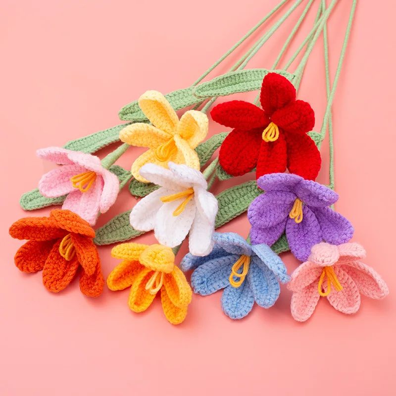 1pc Tulips Crochet Flower Creative Knitted Bouquet Artificia