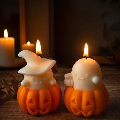 Pumpkin Smiley Face Candle Halloween Ghost Pumpkin Aromather