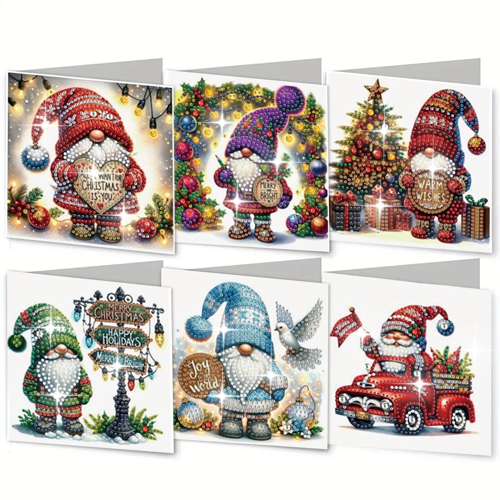 6-piece DIY diamond painting set Christmas lame theme greeti