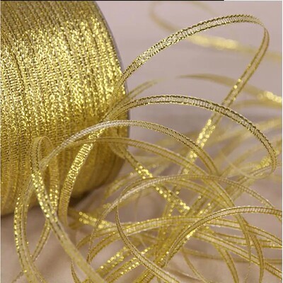 25 Yards 6mm/1cm/1.2cm Silver/Gold Silk Satin Ribbon Party H