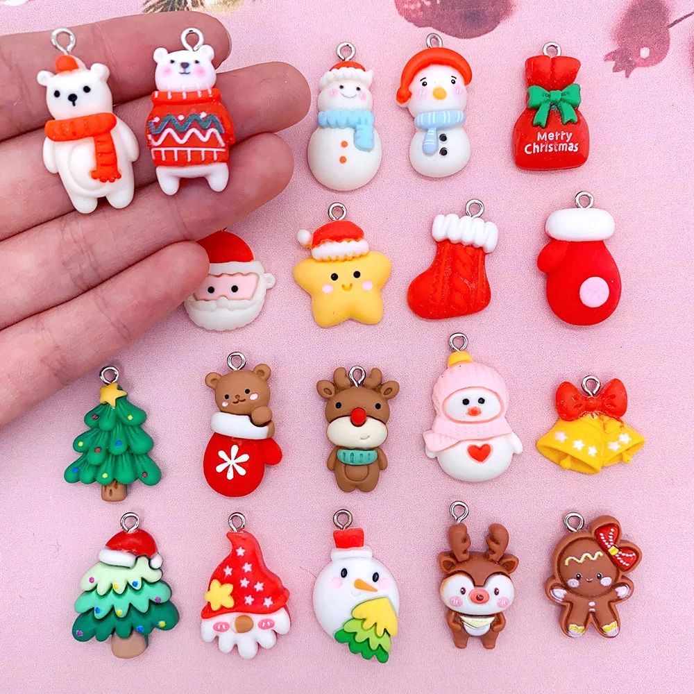 20pcs/lots Kawaii Resin Christmas Charms Gingerbread Man Elk