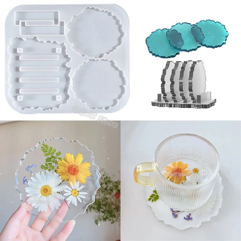 Coaster Silicone Mold Set DIY Crystal Epoxy Resin Mold Stora
