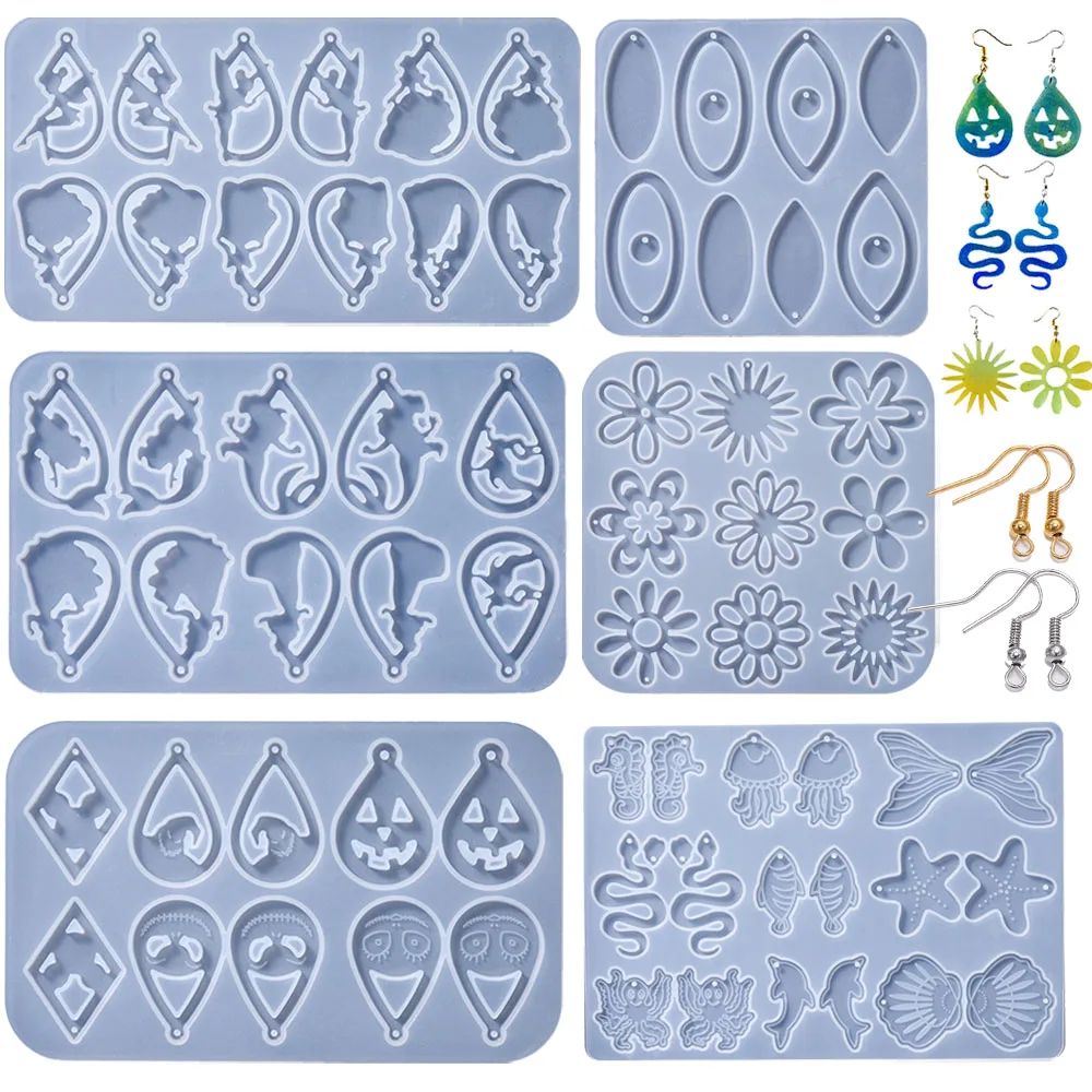 Earring Pendant Silicone Mold Flower DIY UV Epoxy Resin Moul