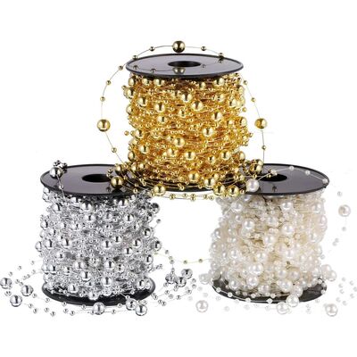 10M 3-8mm Beads Garland Pearl Strands Fish Chain Ribbon for