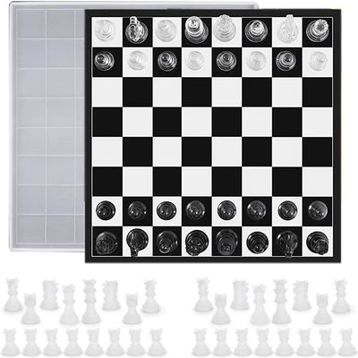 Resin Chess Set Mold with Chess Board Silicone Resin Molds,3