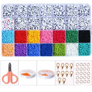 28 Cells 3mm Glass Rice DIY Beads Set Bracelet Making Kit Fo