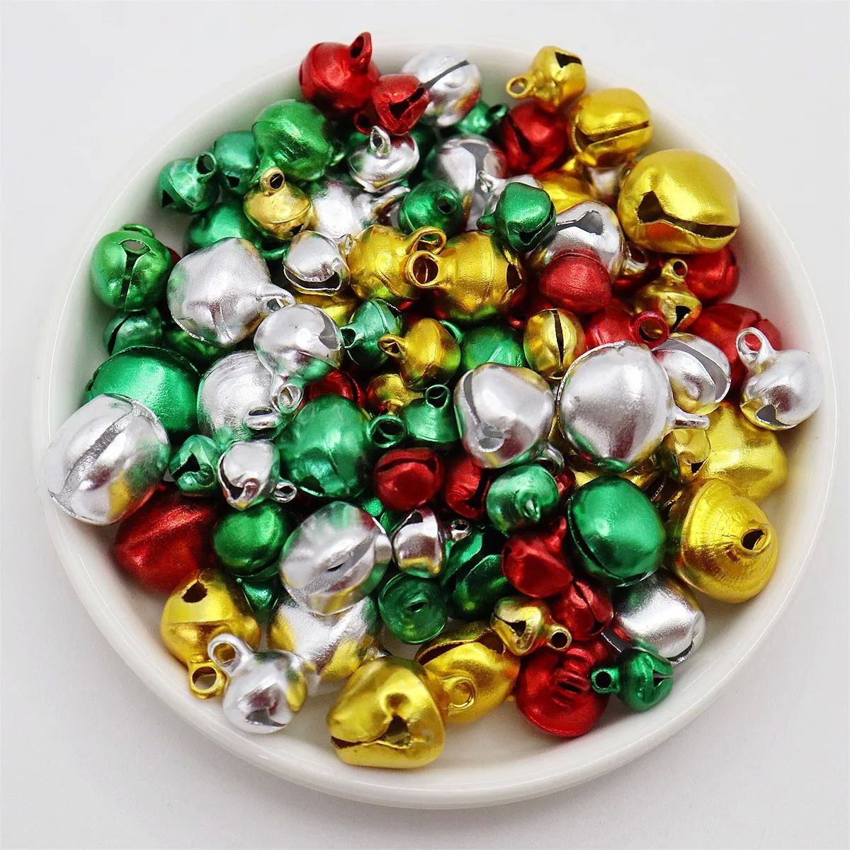100pcs 6~14mm Aluminum Jingle Bells Charms Lacing Bell Chris