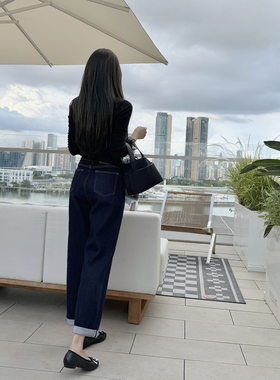 RUBBIT四季款 老钱风高腰老爹裤 百搭显瘦宽松小个子哈伦牛仔裤女