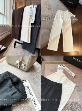 RUBBIT秋冬新品 休闲慵懒风 小众羊毛颗粒感休闲裤 直筒阔腿长裤