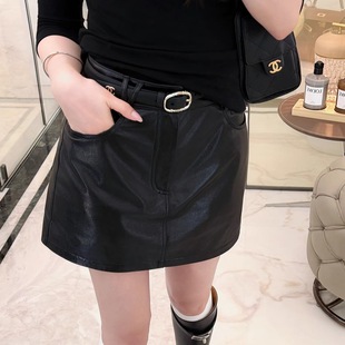 进口小羊皮 真皮小A摆半裙高腰百搭短裙裙裤 RUBBIT 搭配显贵