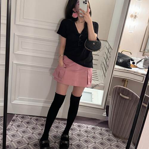 高腰显腿长小包臀A摆短裙裙裤