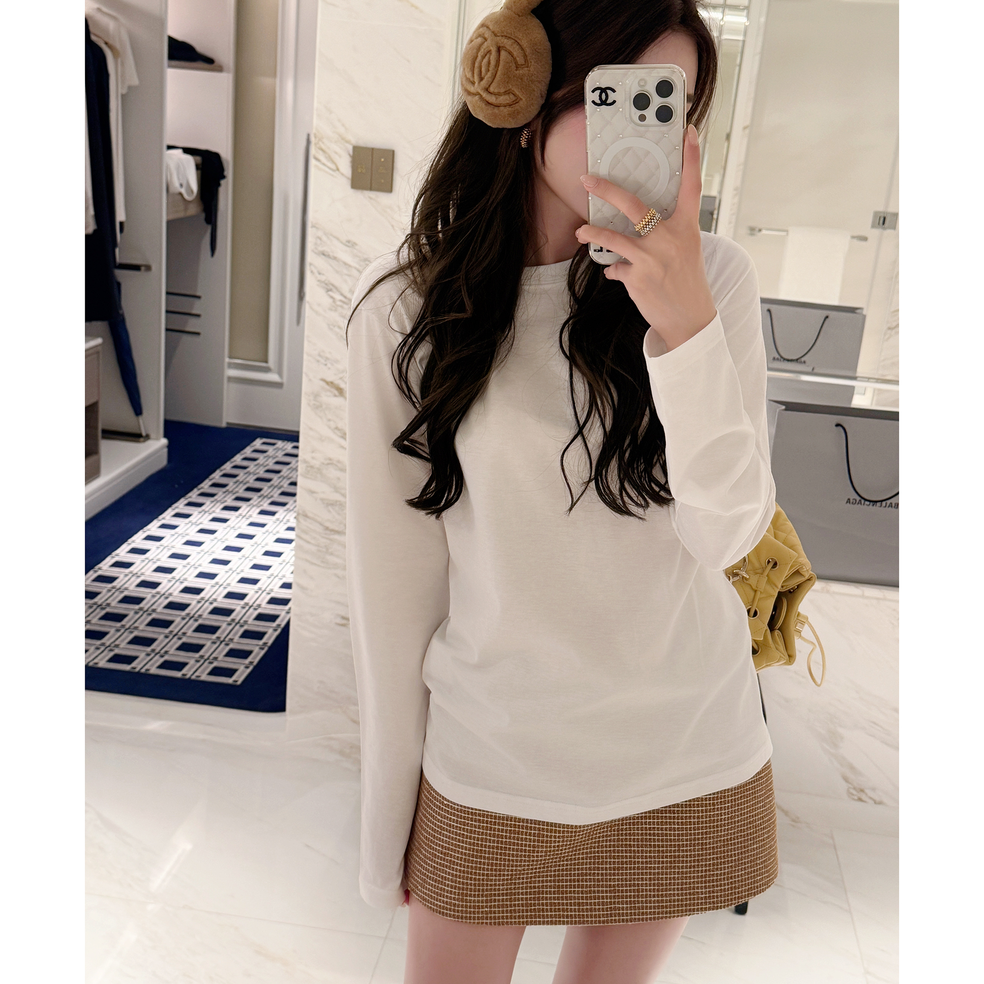 RUBBIT简约通勤风 亲肤细腻 纯棉圆领宽松T恤上衣内搭 长袖/短袖