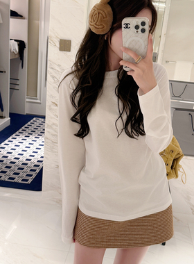 RUBBIT简约通勤风 亲肤细腻 纯棉圆领宽松T恤上衣内搭 长袖/短袖