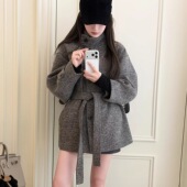 手工斜纹羊毛精纺毛呢腰带大衣 RUBBIT CHIC定制意式 温暖气质外套