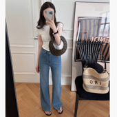 夏季 高腰直筒牛仔裤 高档蛋白天丝牛仔 窄版 女 经典 RUBBIT夏日新品