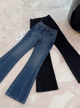 RUBBIT四季日常常规款 秒变高挑少女 拉长双腿高腰显瘦微喇牛仔裤