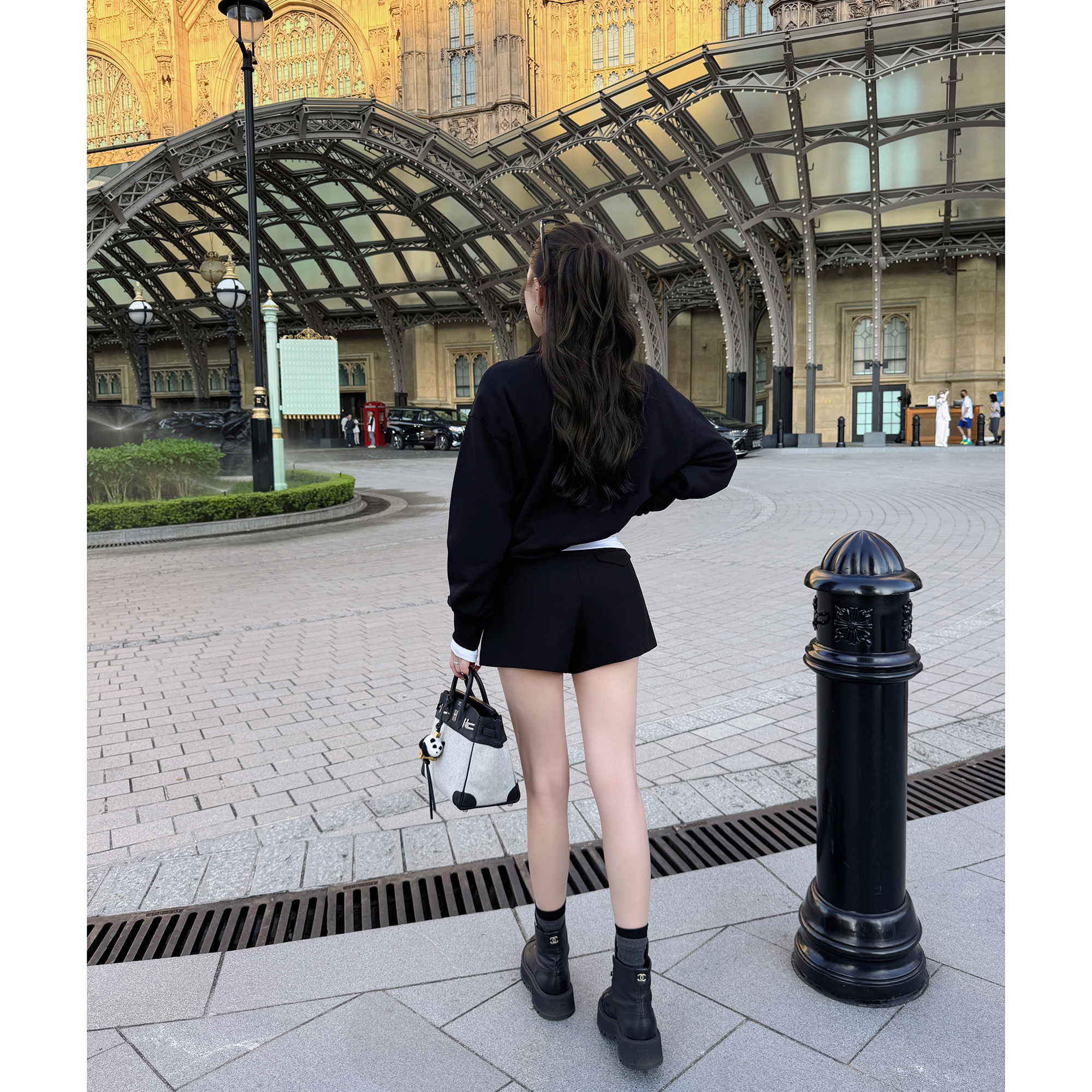 RUBBIT显瘦显高万能搭 气质高腰西装短裤 百搭A字阔腿休闲短裤女