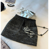 款 浪漫氛围 独家不撞款 RUBBIT四季 软亮片高腰显瘦半裙短裙裙裤