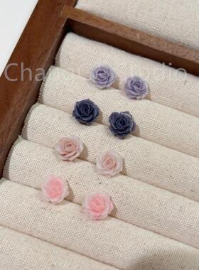 ChangGe Studio 加州粉色玫瑰花朵银针耳钉女2025新款气质耳环轻