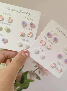 ChangGe Studio 唯美韩系小清新百搭小巧精致山茶花耳钉小香风轻